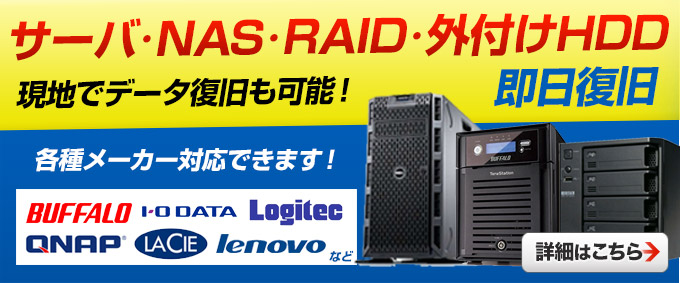 サーバ・NAS・外付けHDD 即日データ復旧